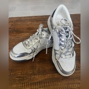 Vintage Havana Sneakers (White, Black & Silver) Kathy Size 6.5